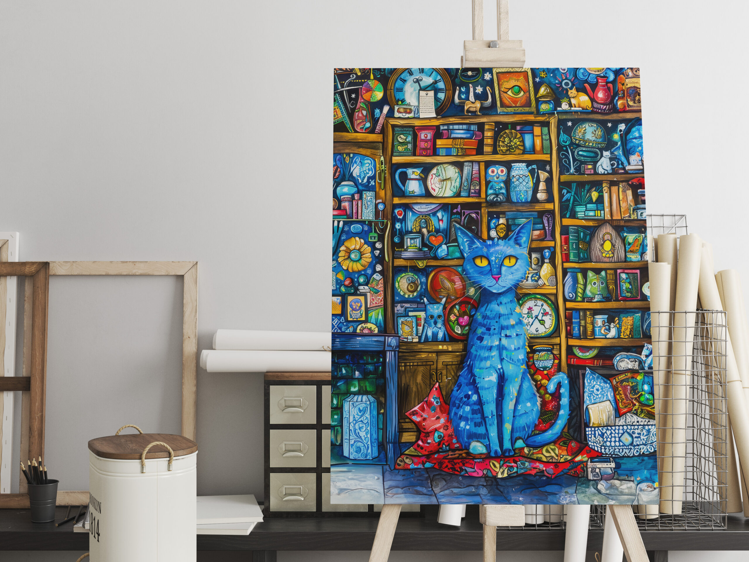 raxxa Canva: Blue Cat by Colorful Shelf