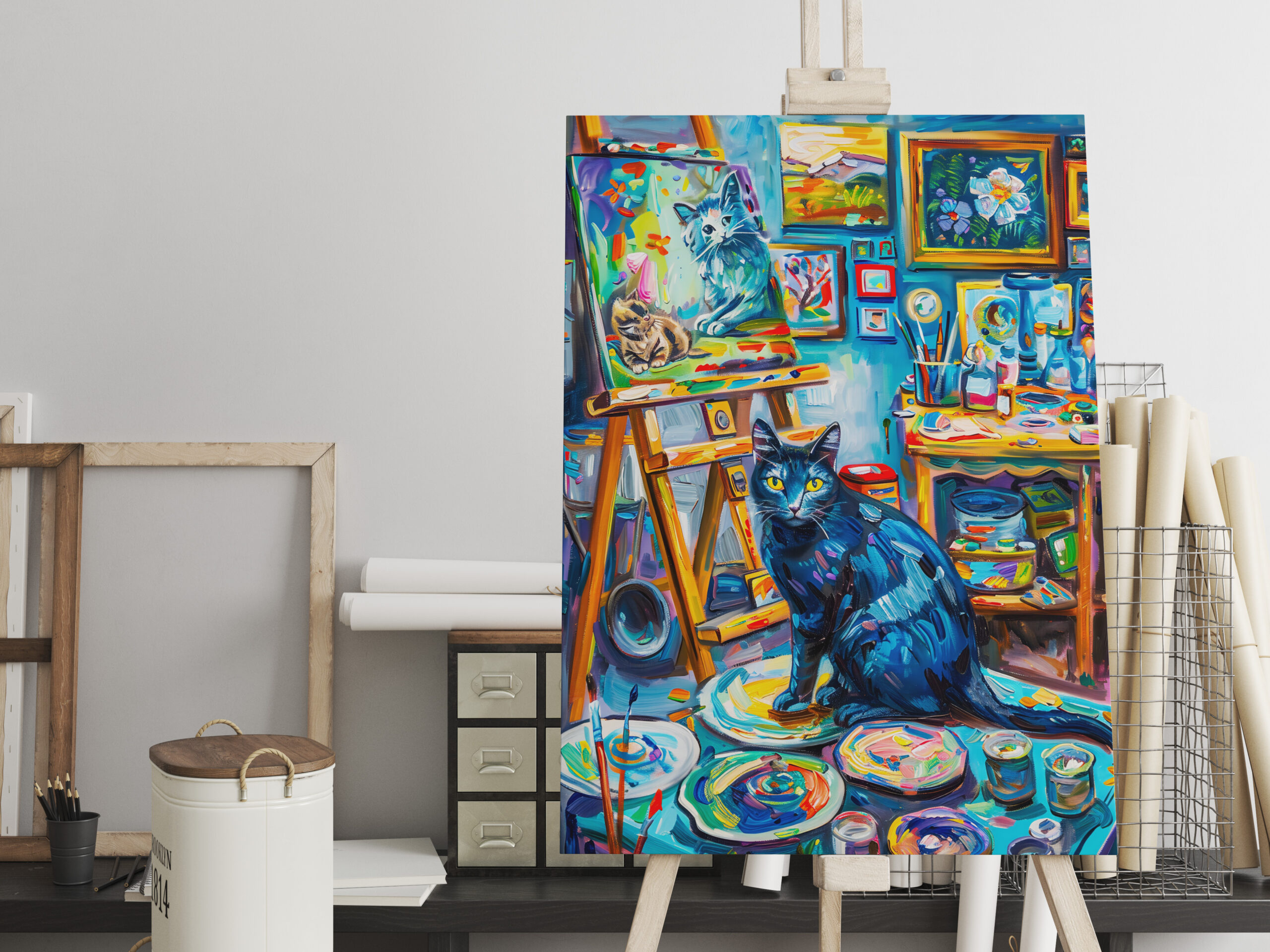 raxxa Canva: Cat sitting in Painters Studio