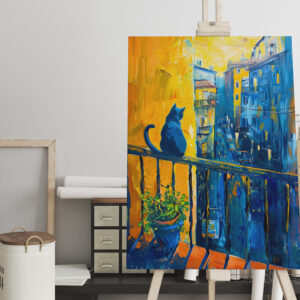 raxxa Canva: Cat is sitting on Balcony Railing