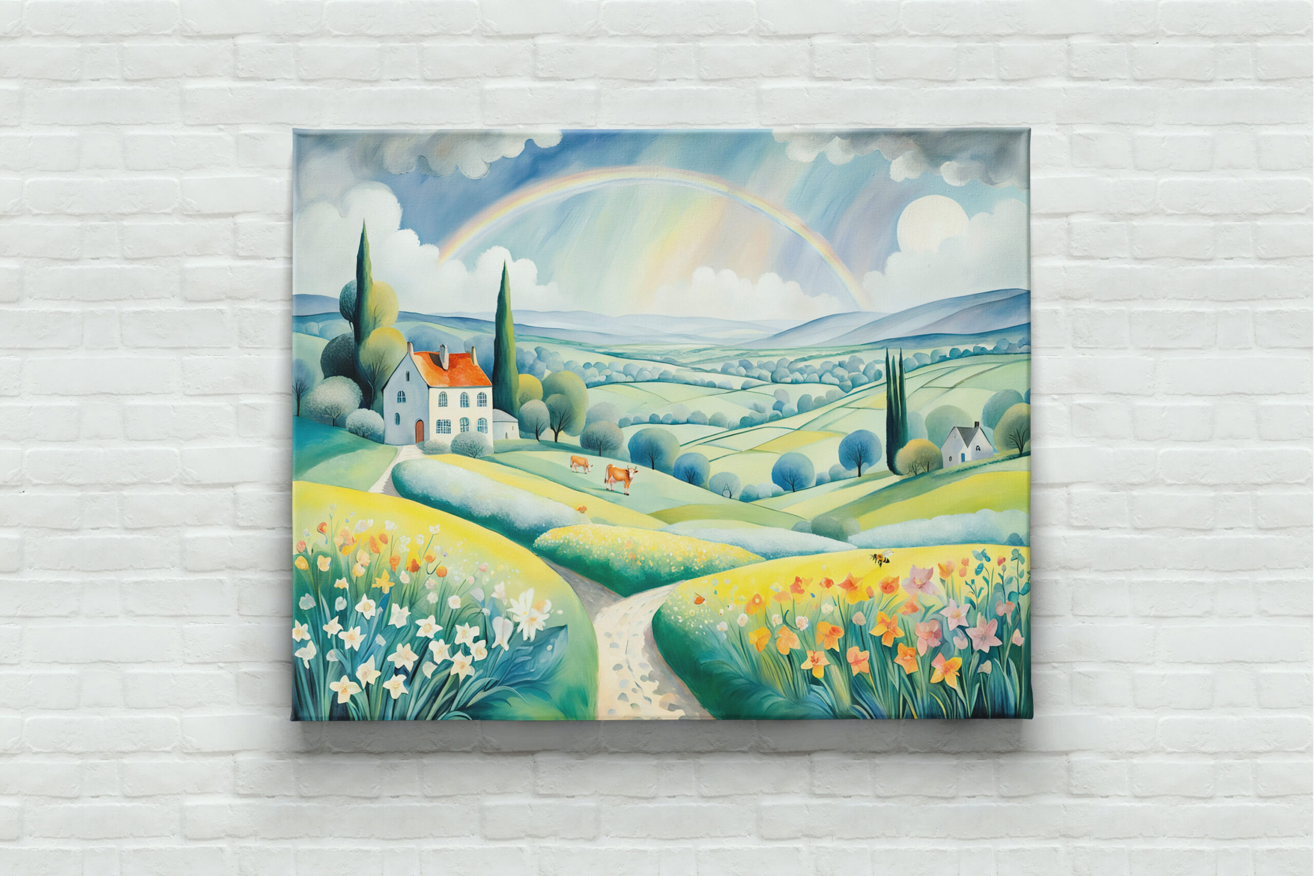 raxxa Canva: Spring Landscape with Rainbow over Italian Hills – Image 2