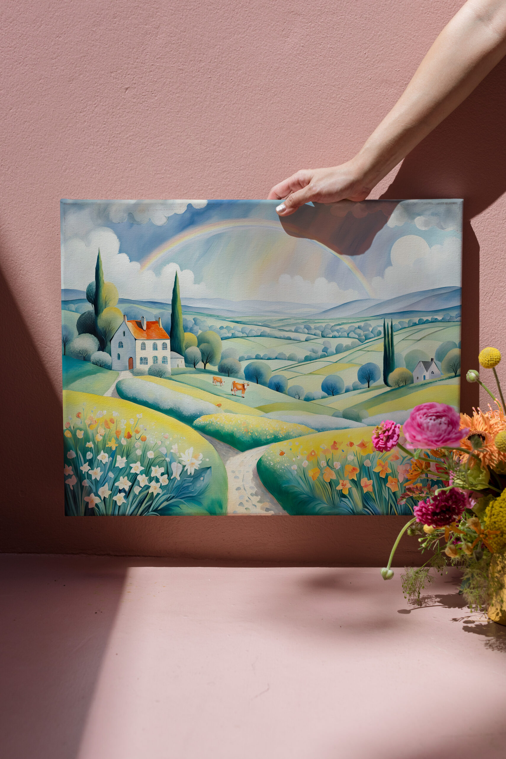 raxxa Canva: Spring Landscape with Rainbow over Italian Hills – Image 3