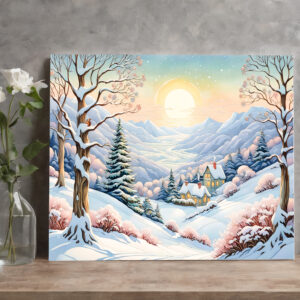 raxxa Canva: Pastel Watercolor Sunny Winter Landscape