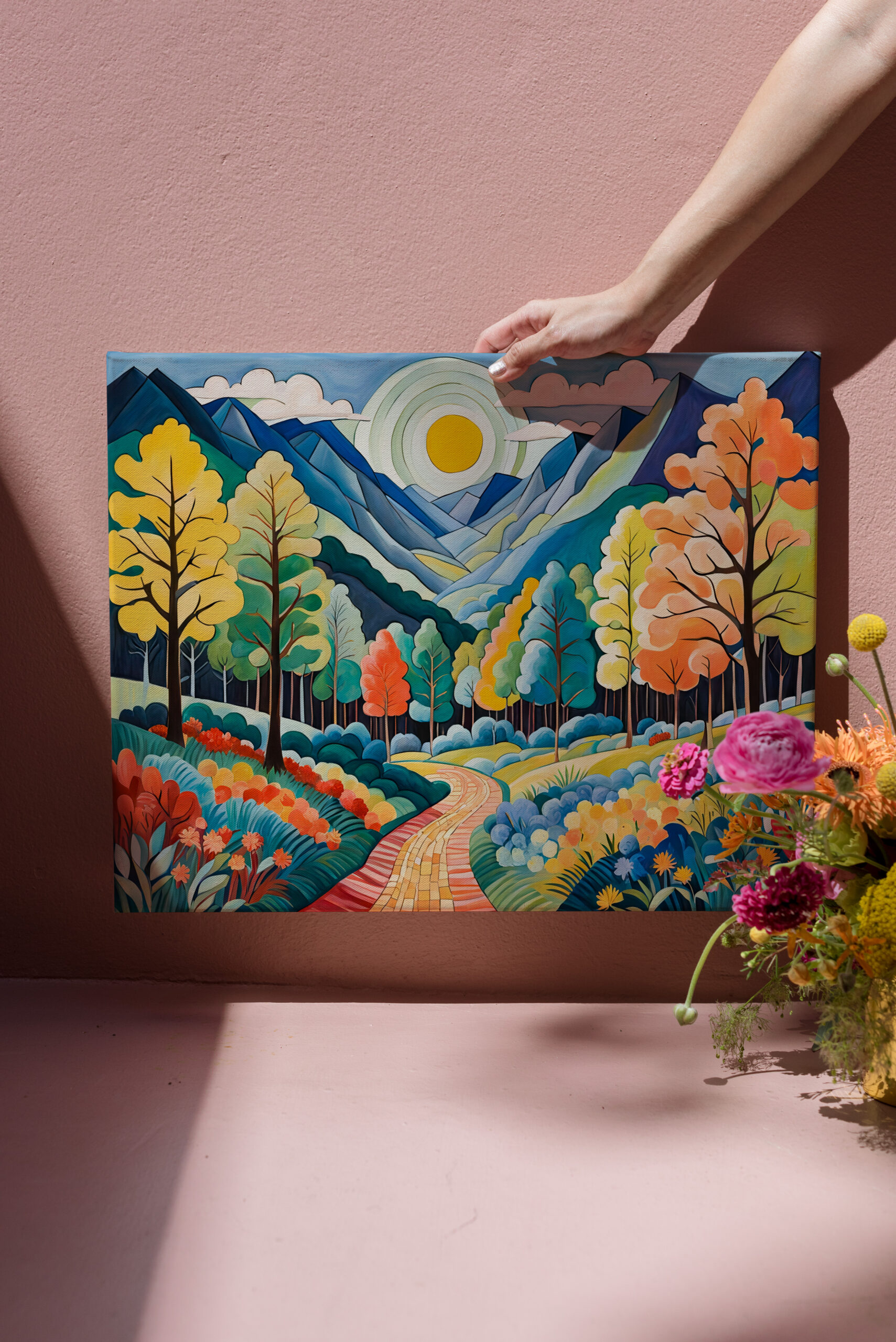 raxxa Canva: Mountainous Autumn Landscape with Trail - Imagen 3