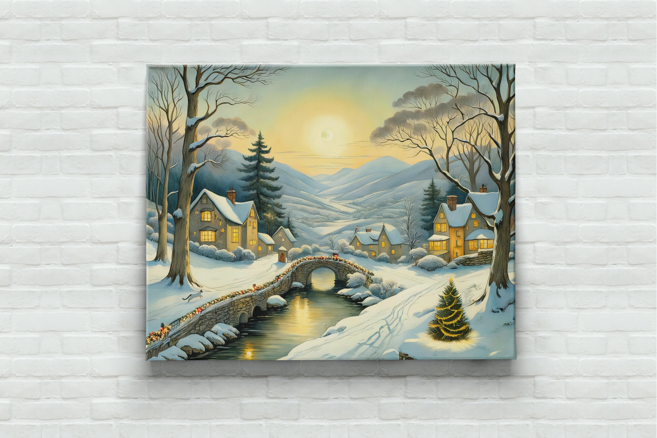 raxxa Canva: Idyllic Christmas Village with River and Bridge – Image 2