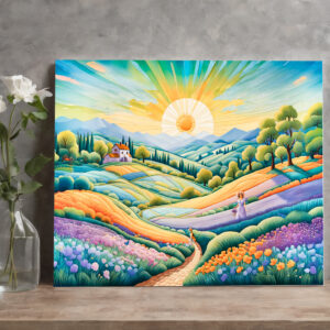 raxxa Canva: Summer Hillside with Lavender and Flower Fields