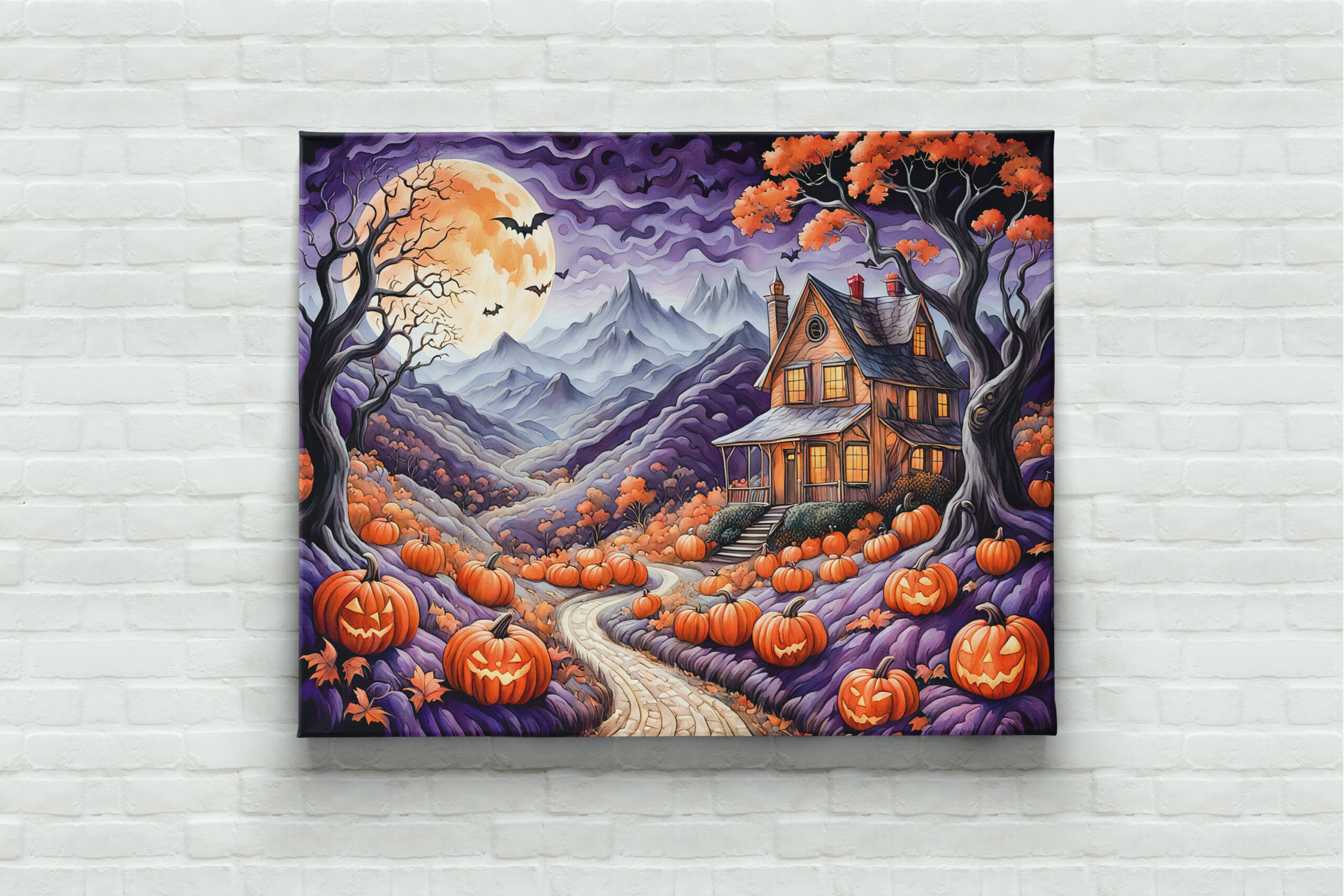 raxxa Canva: Spooky Halloween Villa with Pumpkins and Bats - Imagen 3