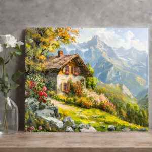 raxxa Canva: Alpine Farmhouse with Valley View