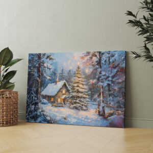 raxxa Canva: Cozy Winter Cottage with Christmas Tree
