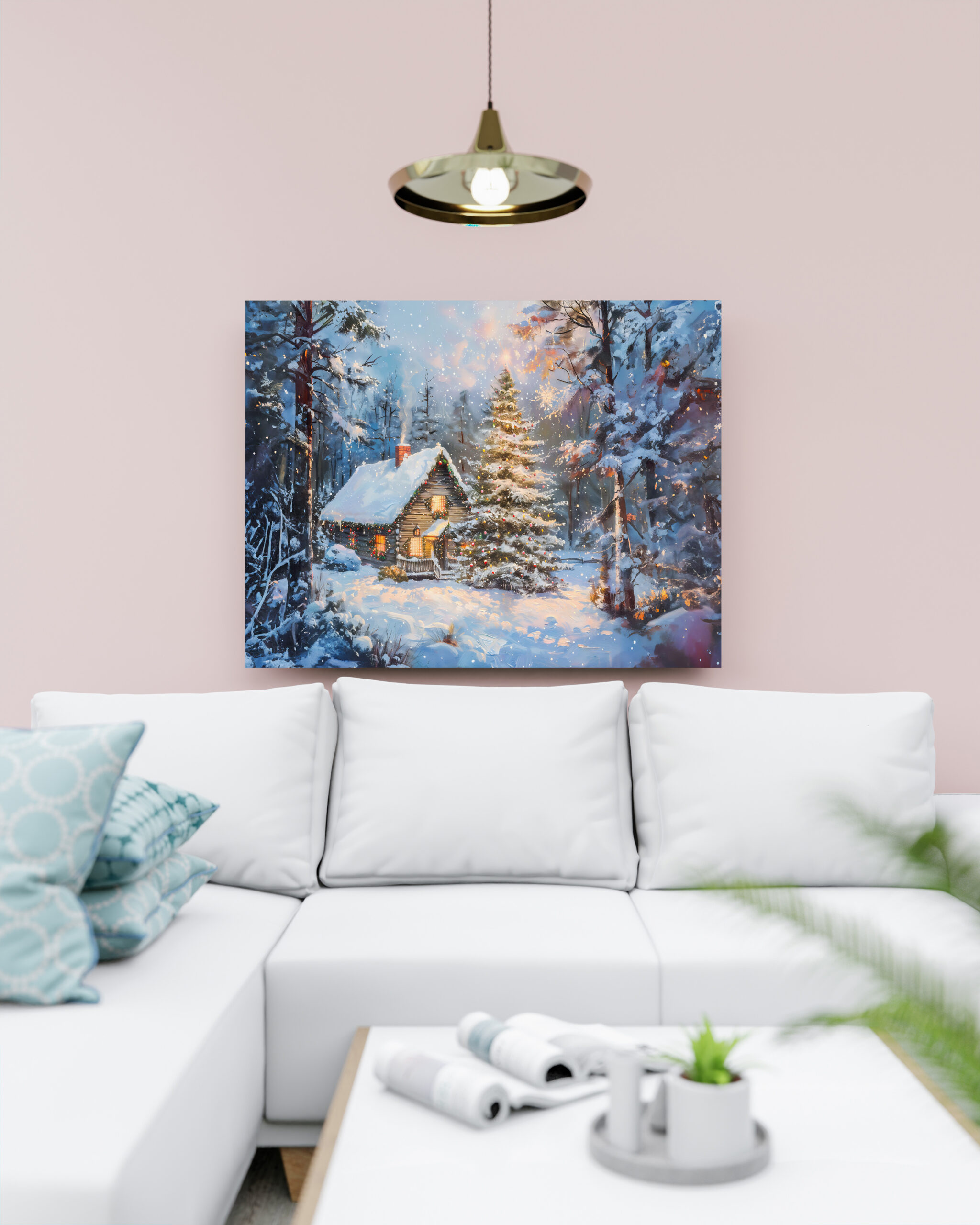 raxxa Canva: Cozy Winter Cottage with Christmas Tree - Imagen 2