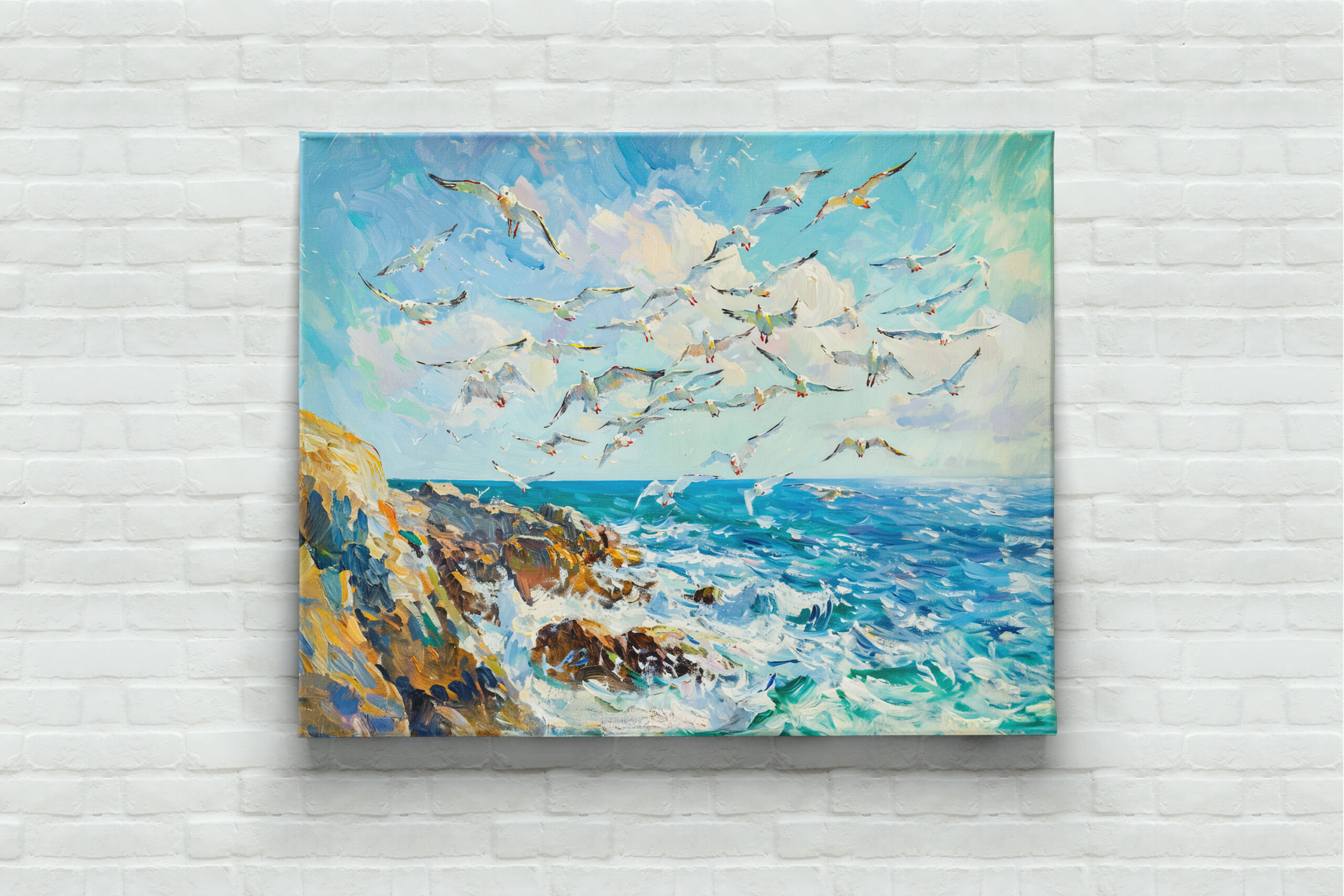 raxxa Canva: Seagulls Over Waves Impressionist Ocean Scene - Image 3