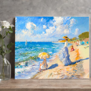 raxxa Canva: Woman with Parasol at the Beach Impressionism