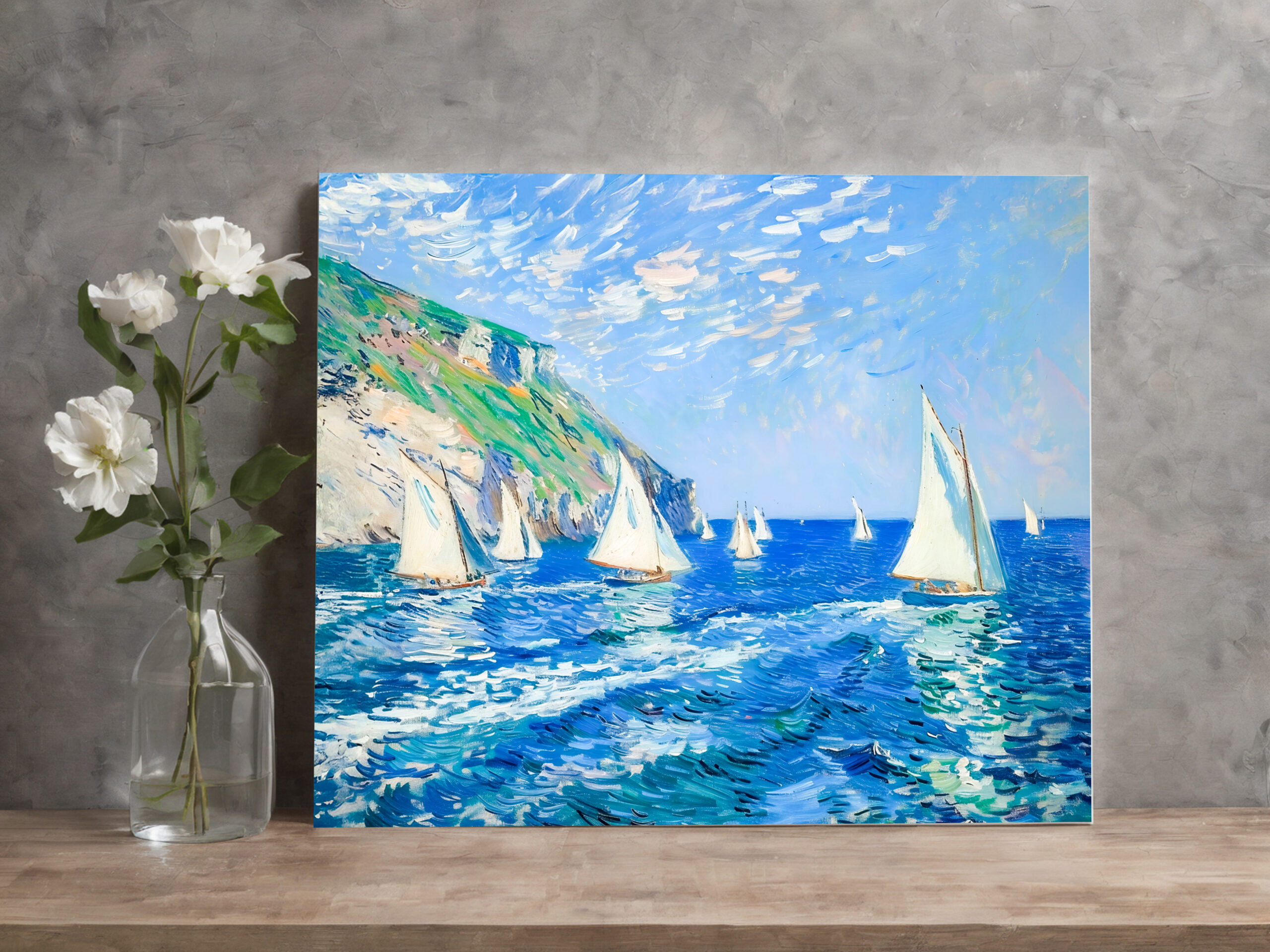 raxxa Canva: Sailboats on Calm Waters Impressionist Painting - Image 2