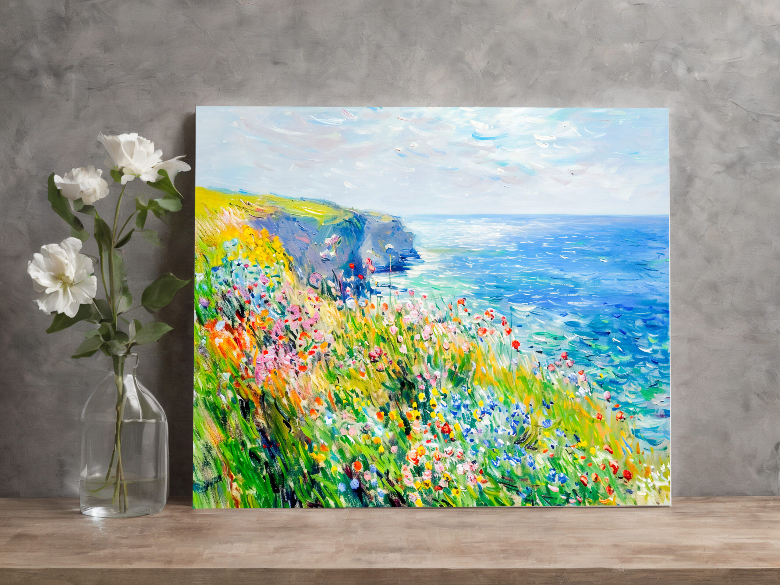 raxxa Canva: Wildflowers by the Cliff Impressionist Coastline