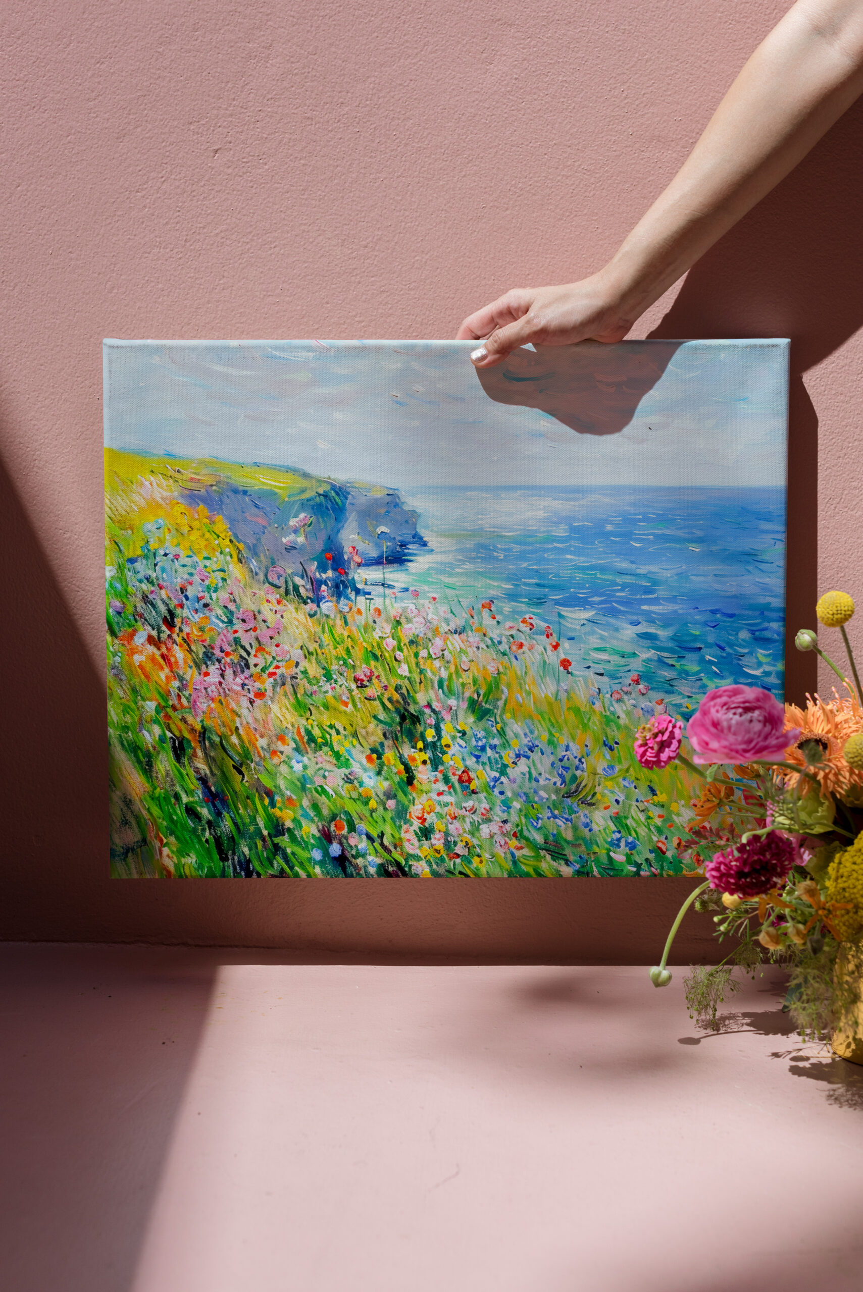 raxxa Canva: Wildflowers by the Cliff Impressionist Coastline - immagine 3