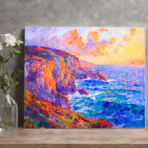 raxxa Canva: Cliffs in Fiery Sunset Impressionist Landscape
