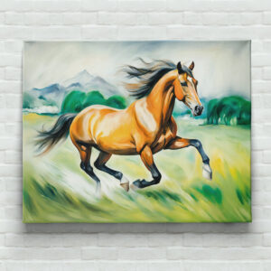 raxxa Canva: Brown Horse Running Across a Meadow