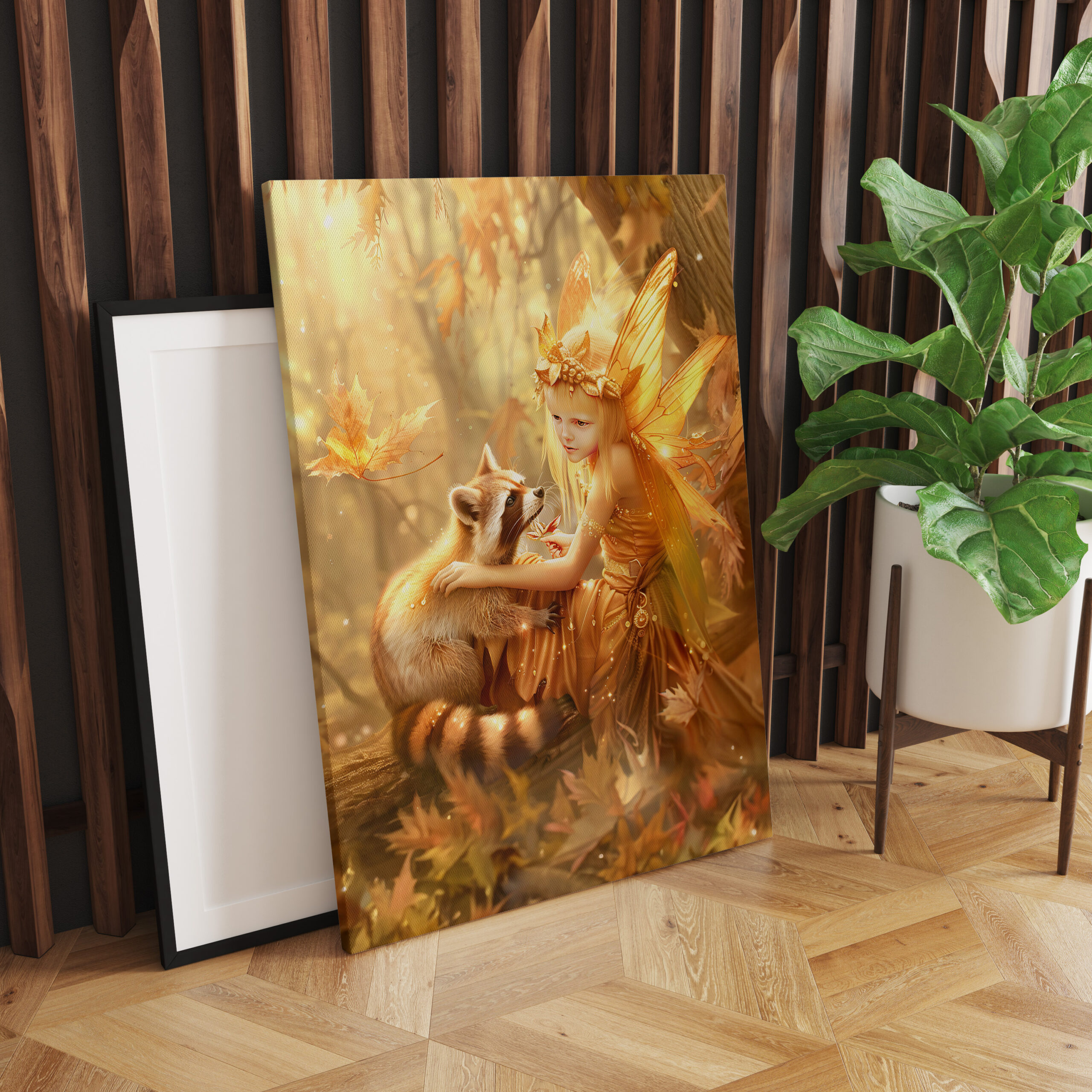 raxxa Canva: Autumn Fairy with Curious Raccoon