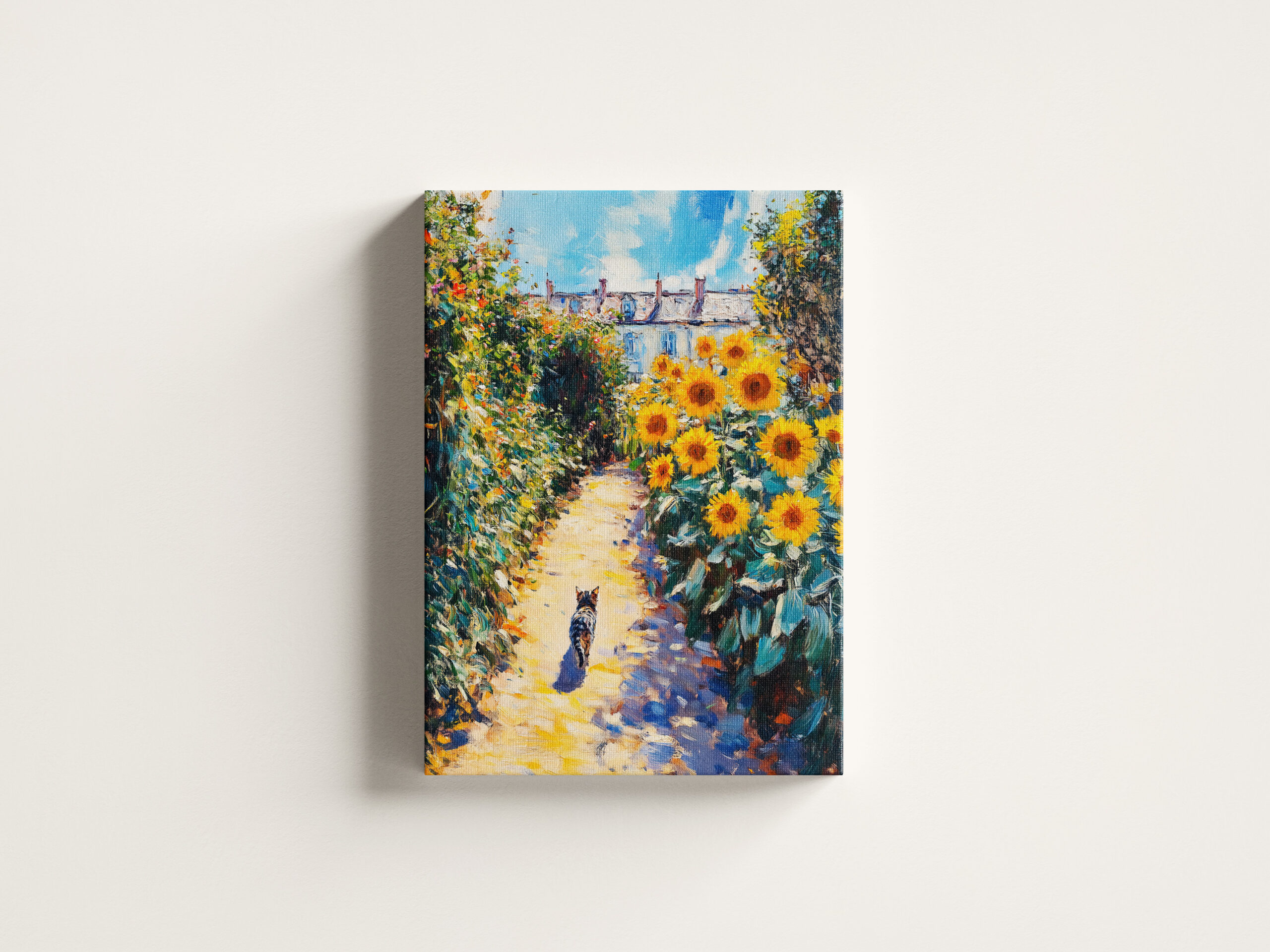 raxxa Canva: Impressionistic Oil Painting of Cat in Sunlit Garden - Image 3