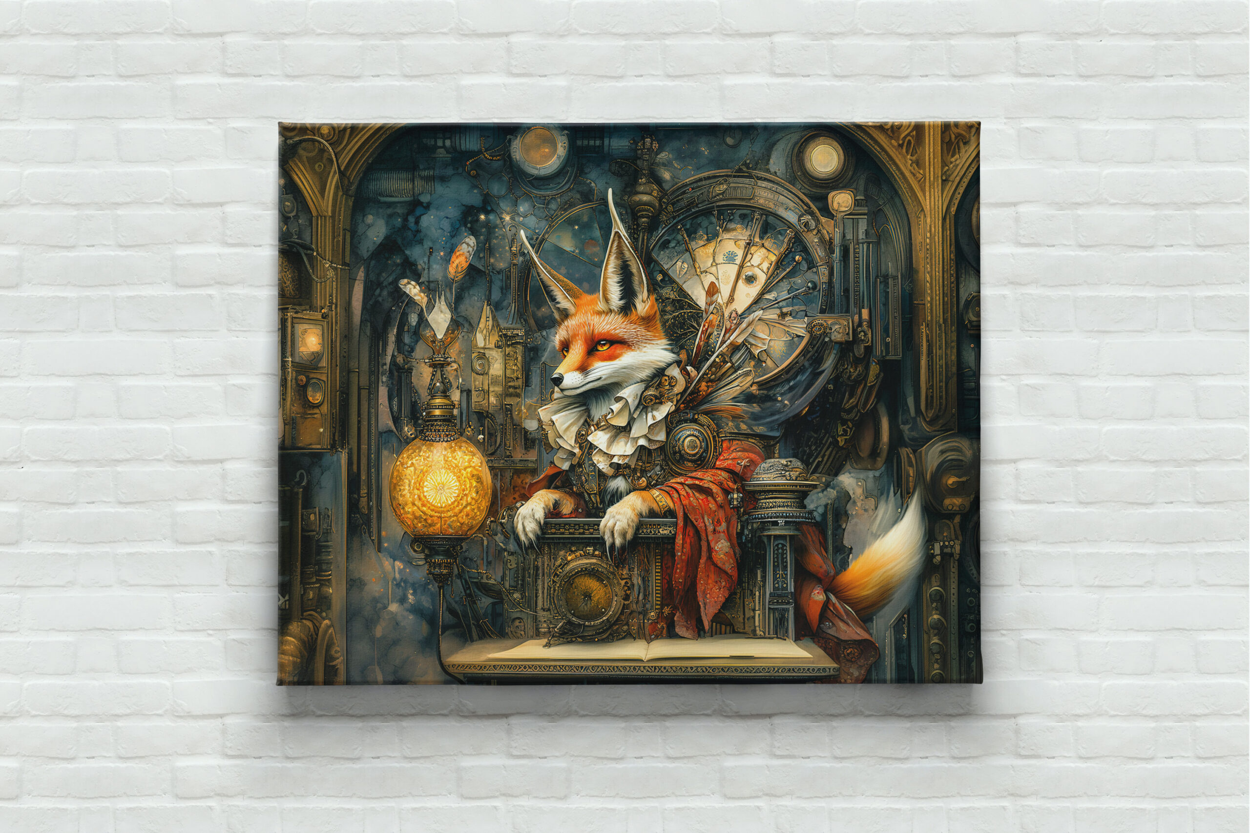 raxxa Canva: Fox on a Steampunk Pulpit in a Mystical Scene