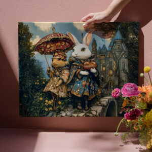 raxxa Canva: Two Rabbits on a Castle Bridge in Fantasy Scene