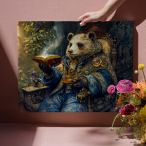 raxxa Canva: Bear with Magical Book and Teacup