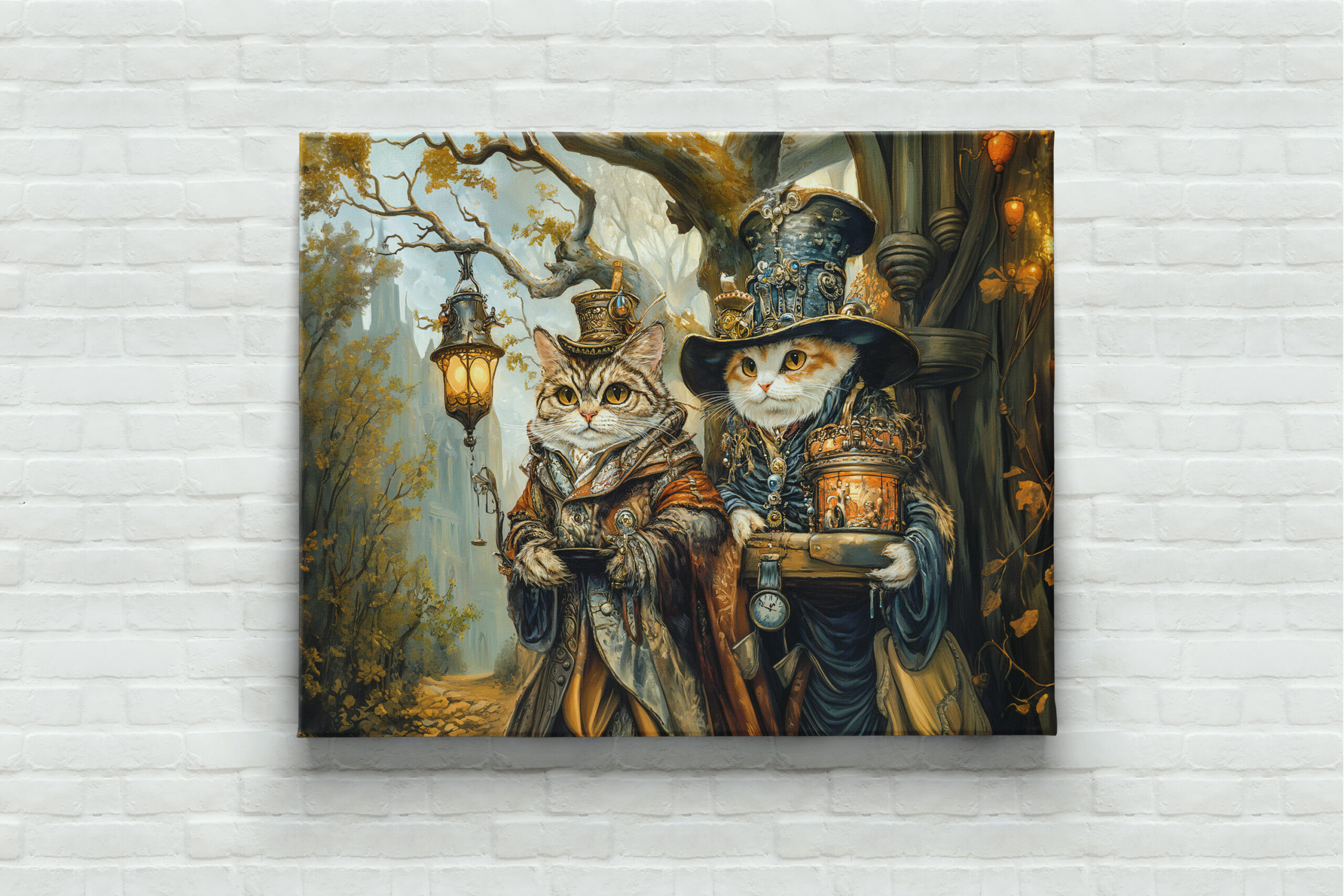 raxxa Canva: Two Magic Cats in a Steampunk Fantasy Scene - Imagen 2