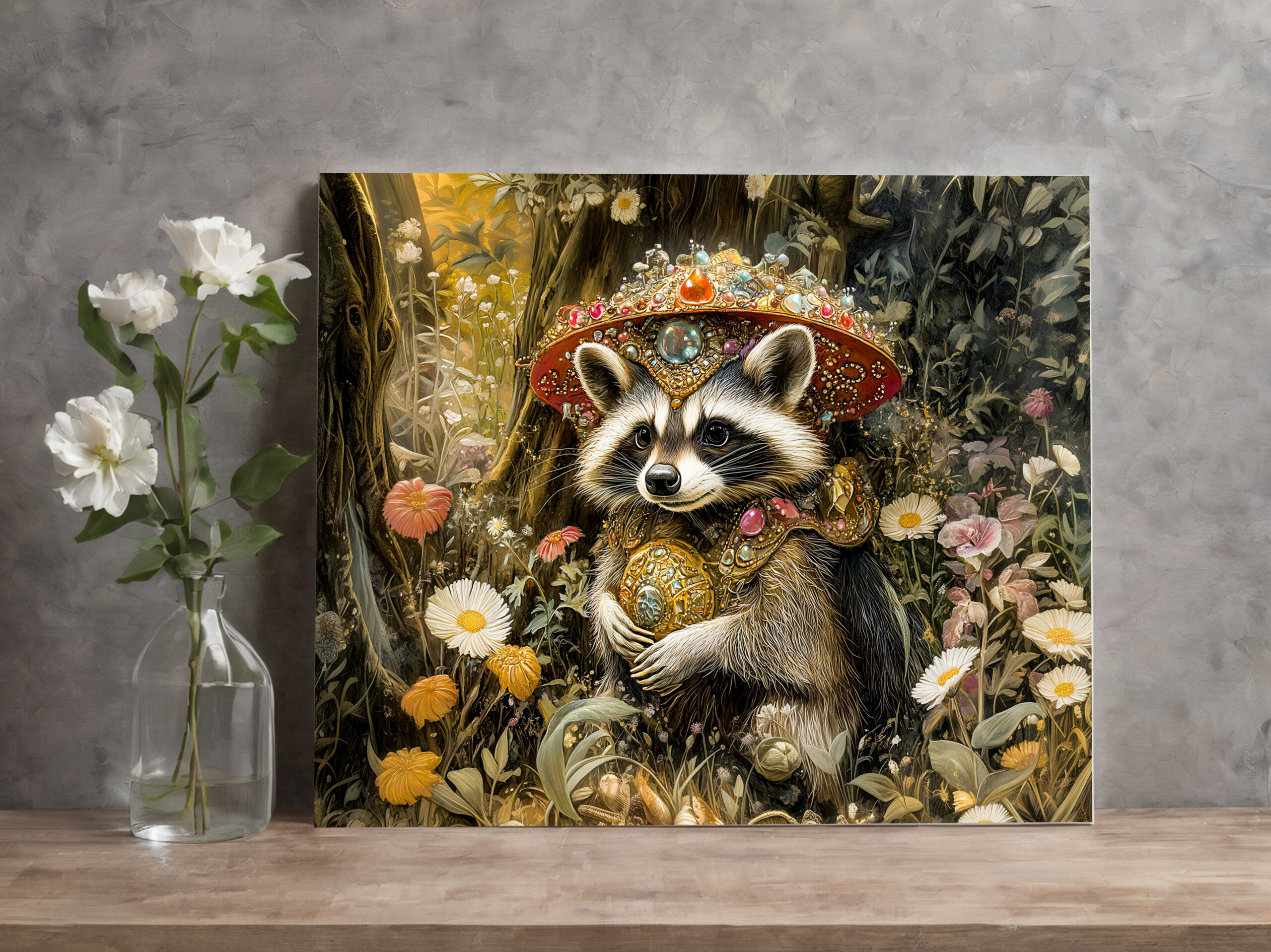 raxxa Canva: Raccoon with a Fly Agaric Mushroom in Fantasy Forest - immagine 2