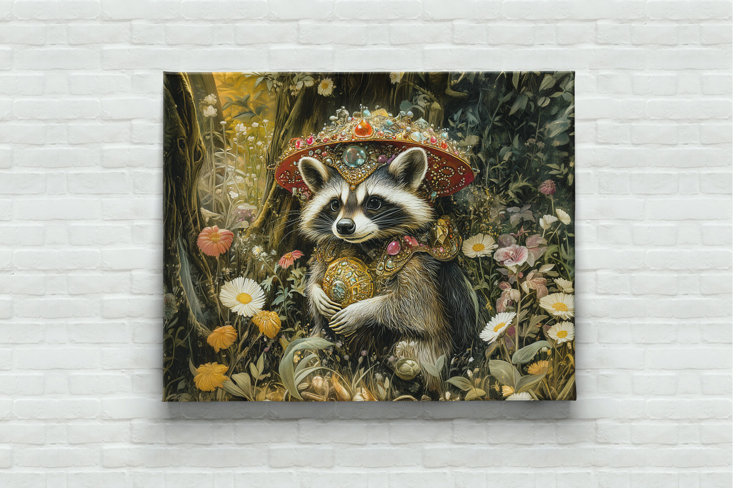 raxxa Canva: Raccoon with a Fly Agaric Mushroom in Fantasy Forest - immagine 3