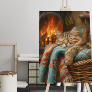 raxxa Canva: cat rests peacefully in a cozy environment at living room