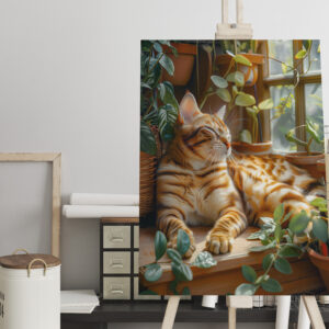 raxxa Canva: Cozy Cat Napping in Comfortable Setting on lost place