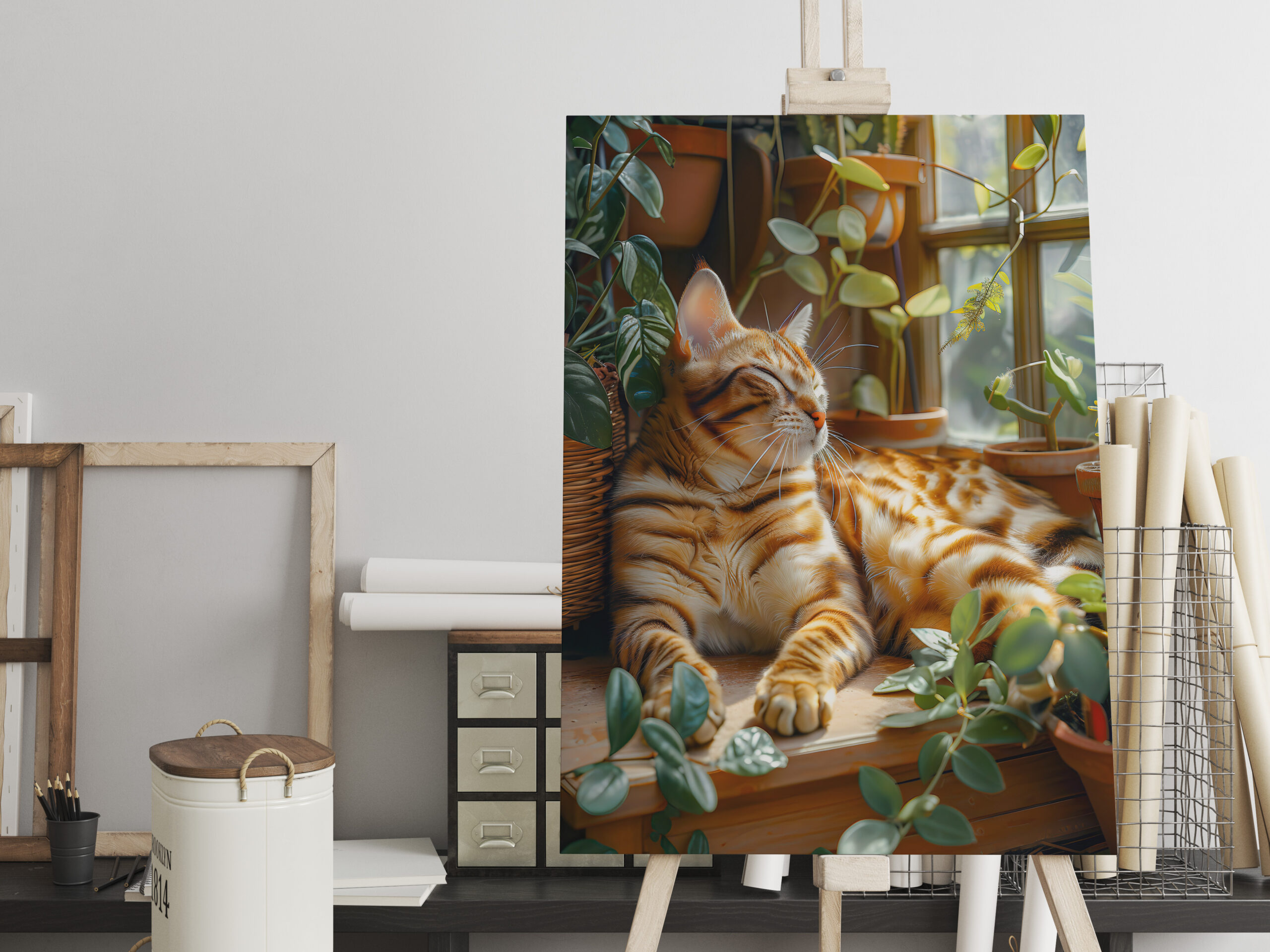 raxxa Canva: Cozy Cat Napping in Comfortable Setting on lost place