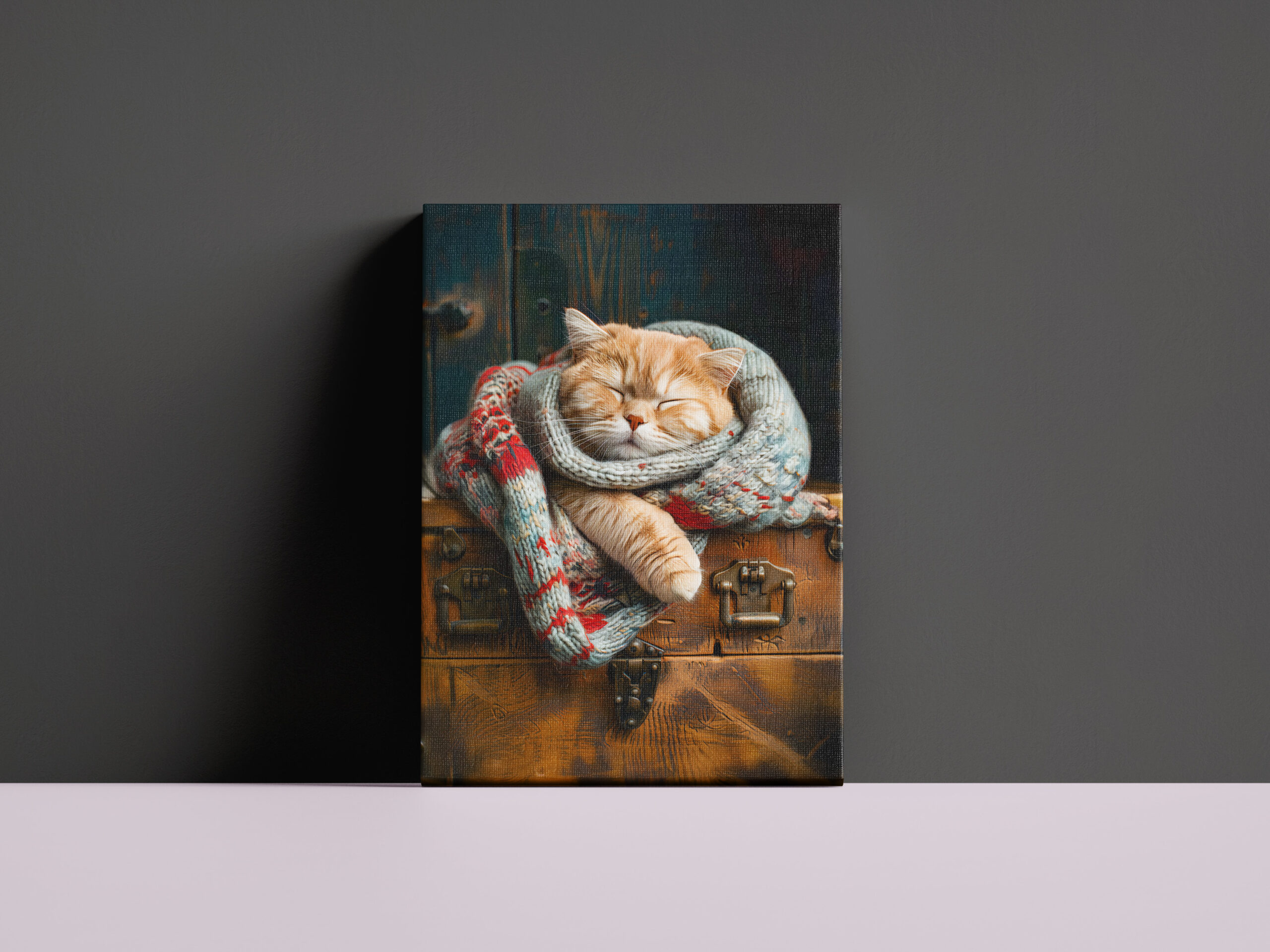 raxxa Canva: Cozy Cat Napping in Comfortable Setting on a wooden box – Image 3
