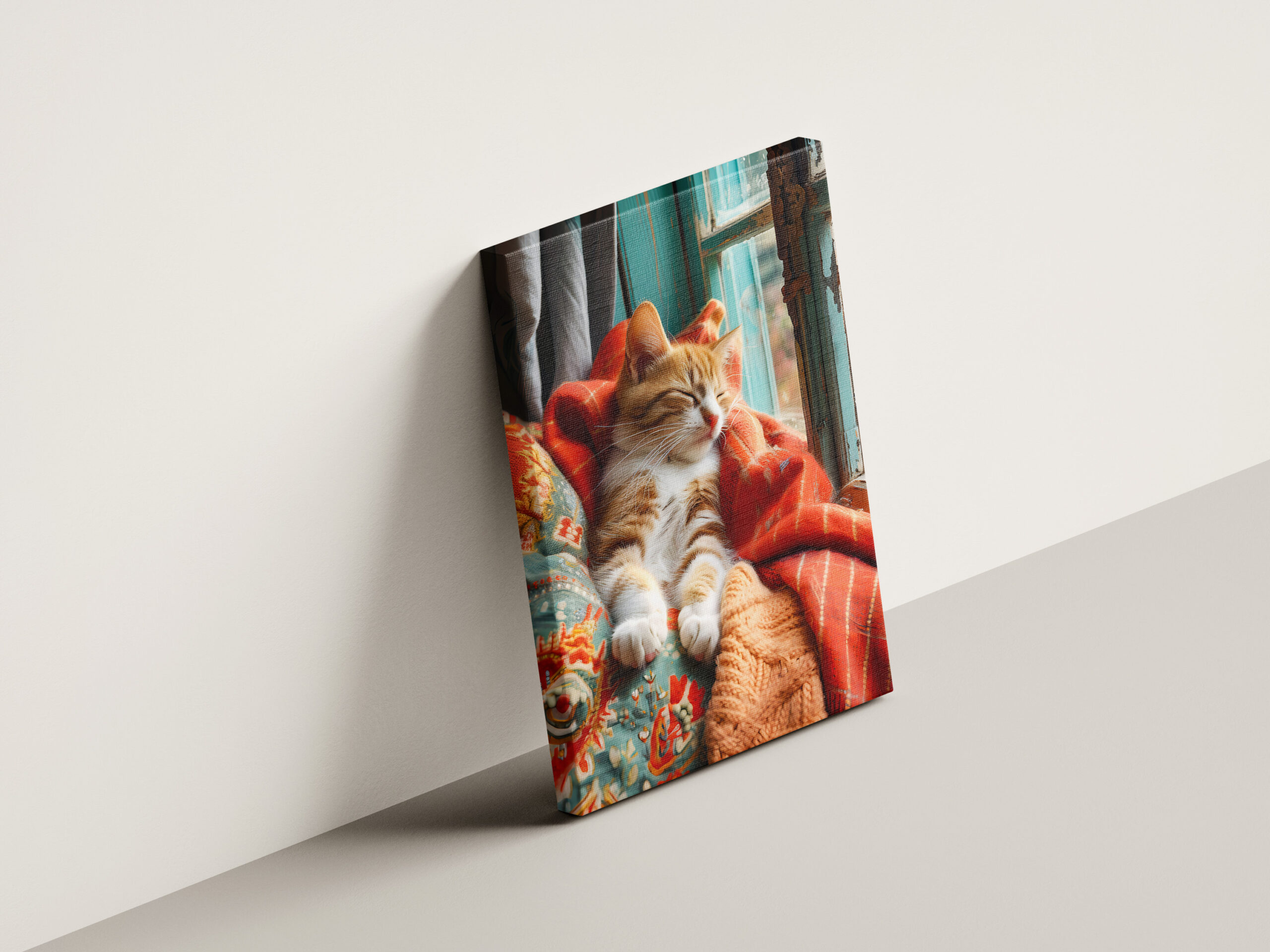 raxxa Canva: cat rests peacefully in a cozy environment under a blanket next to a window – Image 3