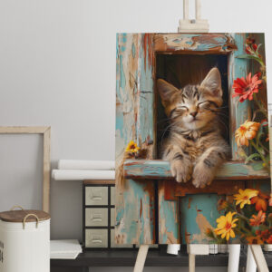 raxxa Canva: Cozy Cat Napping in Comfortable Setting