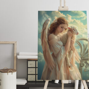 raxxa Canva: Heavenly Serenity Female Angel with Lamb