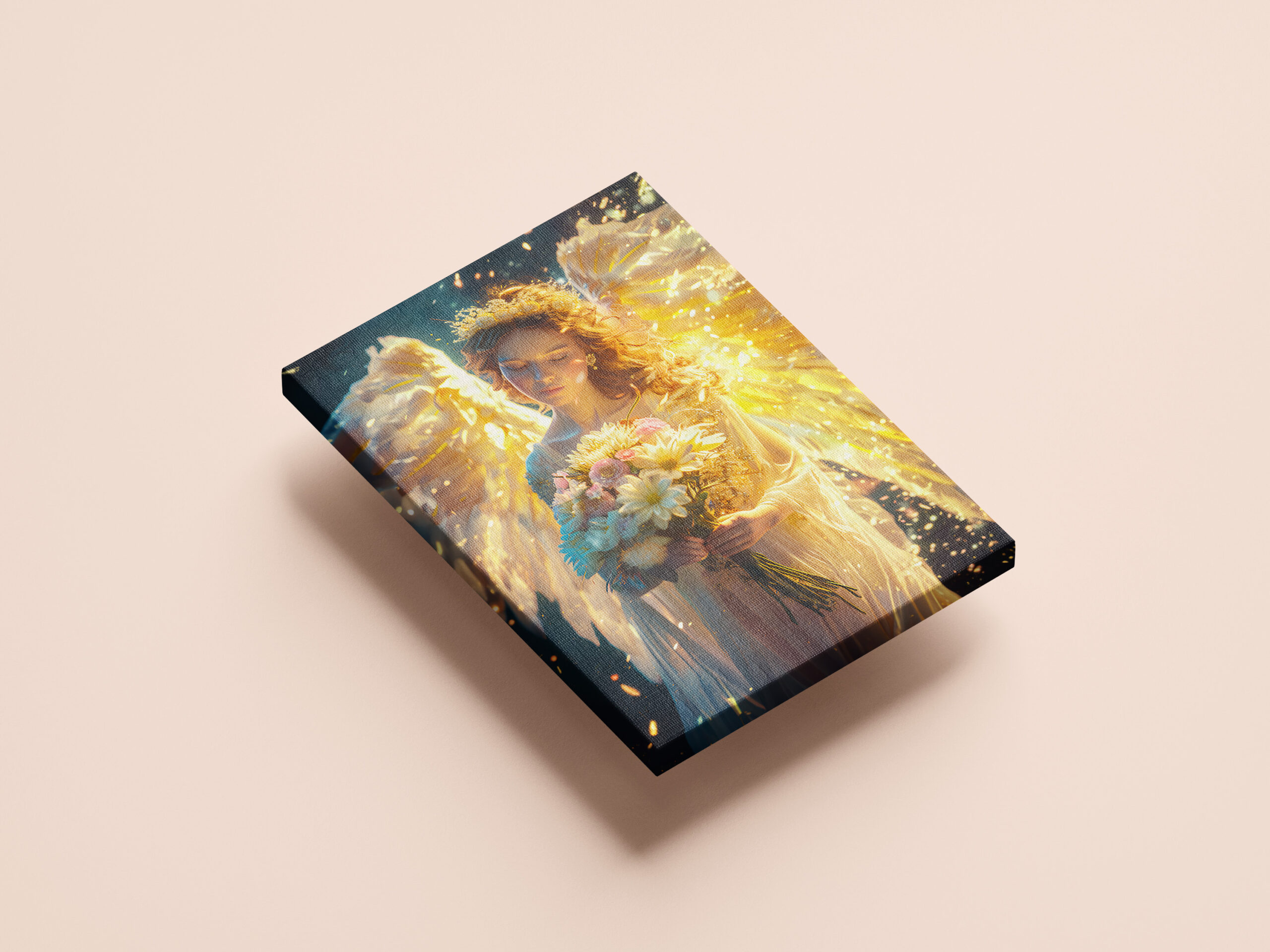 raxxa Canva: Heavenly Serenity Female Angel with with a Bouquet - immagine 2