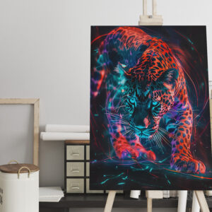 raxxa Canva: Reddish Neon Leopard Cosmic Light