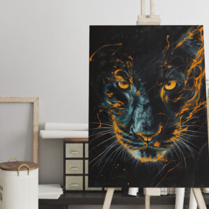 raxxa Canva: Orange Neon Black Panther Light Trails