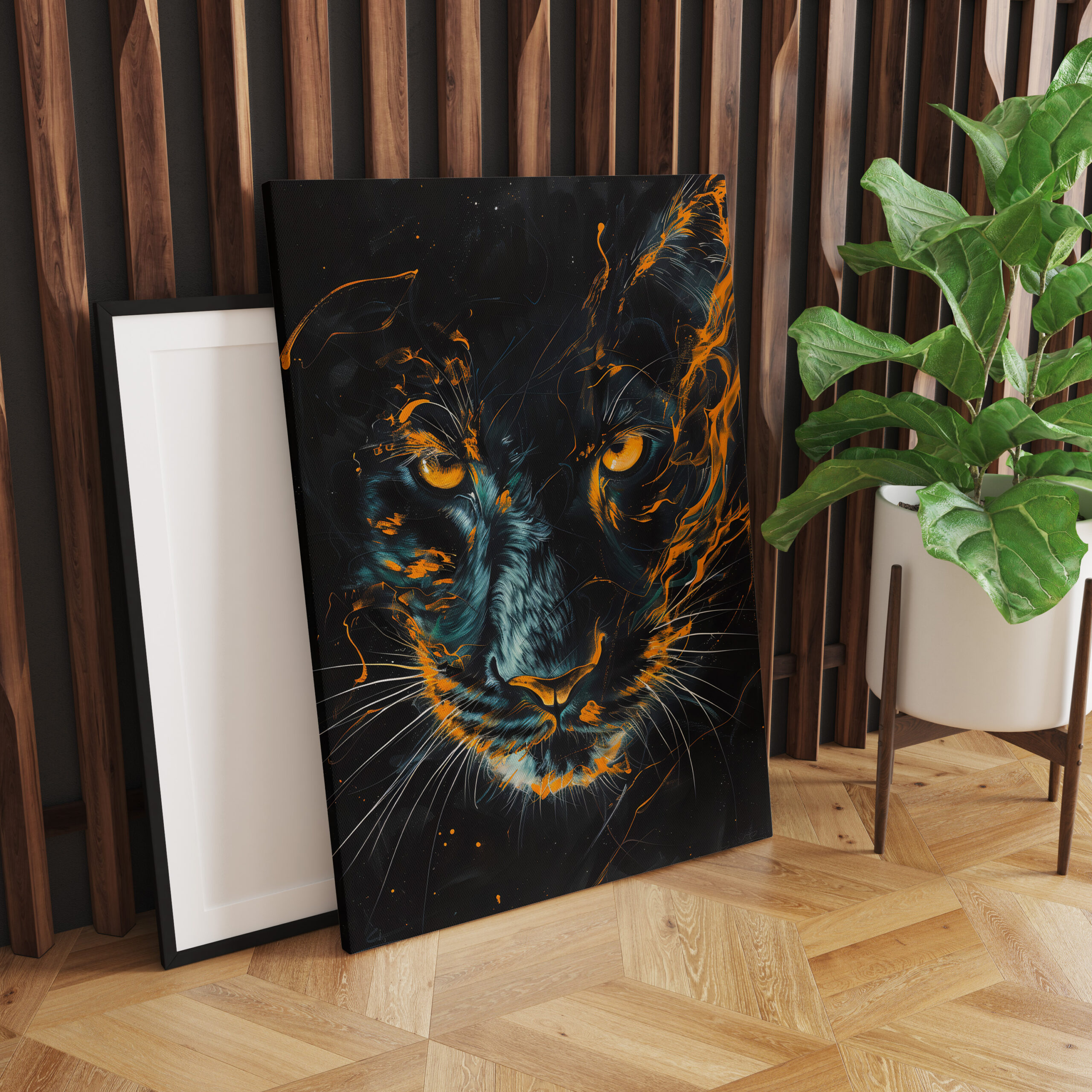 raxxa Canva: Orange Neon Black Panther Light Trails – Image 2