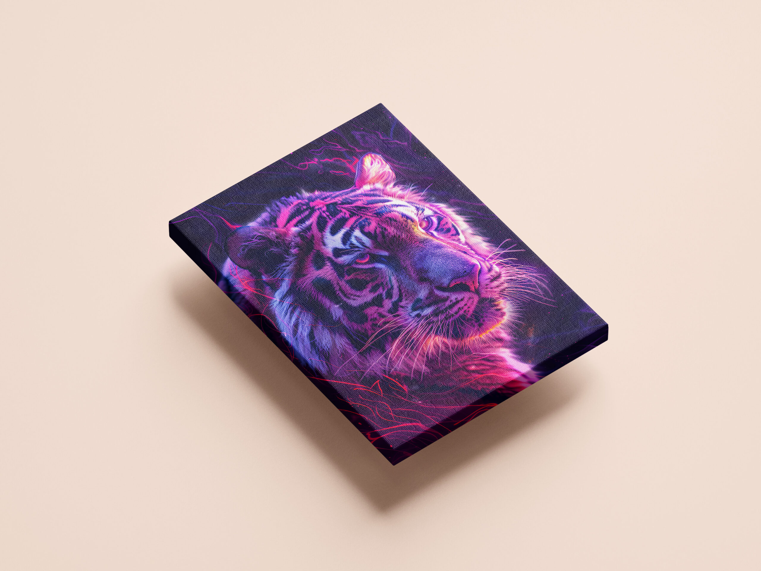 raxxa Canva: Purple Red Neon Tiger Cosmic Glow - Imagen 2