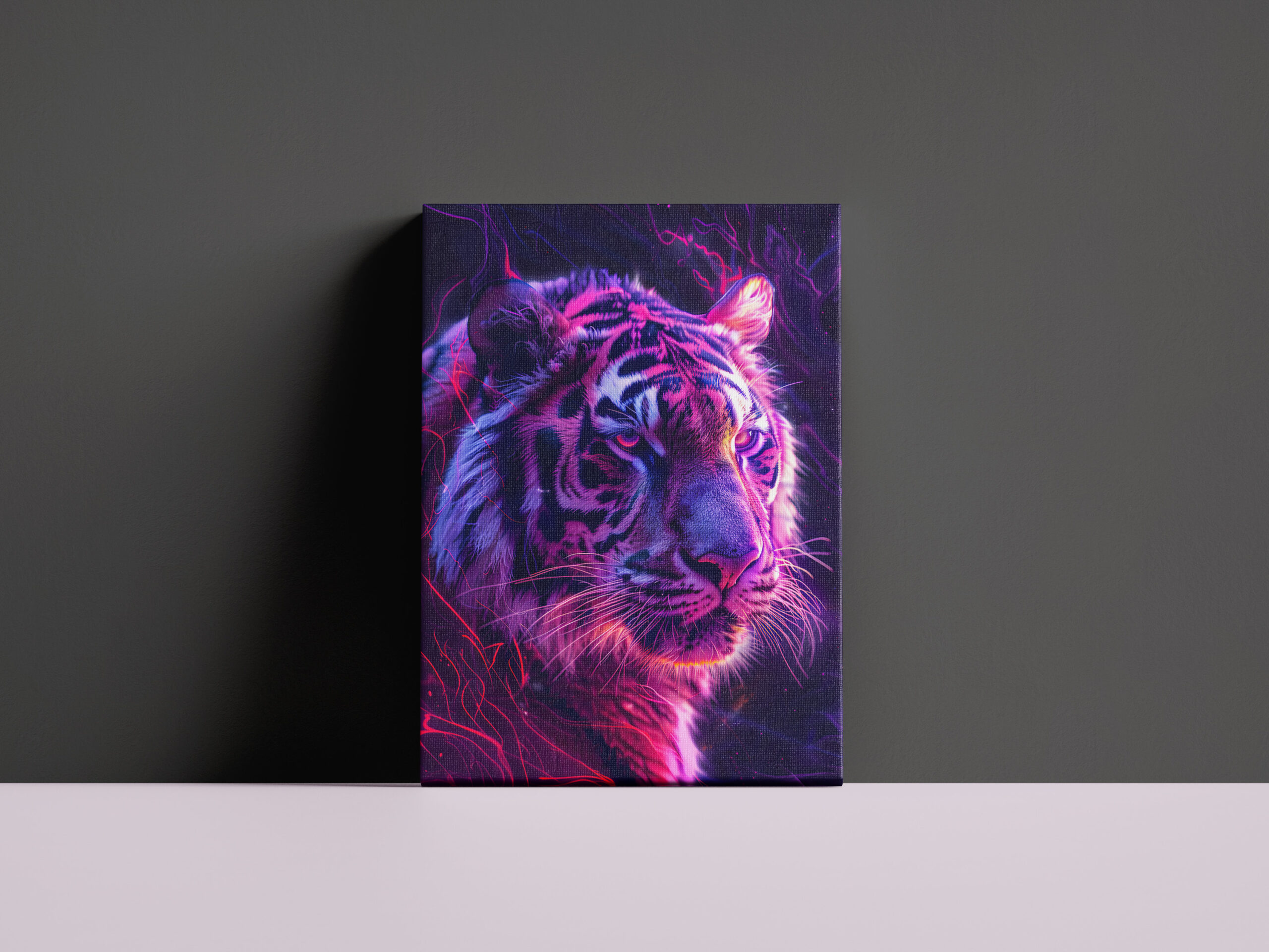 raxxa Canva: Purple Red Neon Tiger Cosmic Glow - Imagen 3