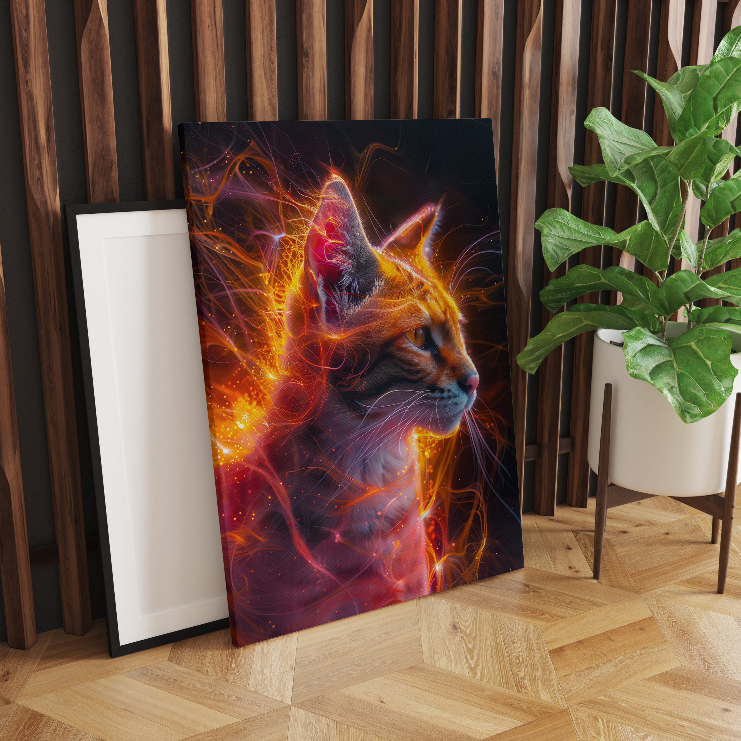 raxxa Canva: Reddish Neon Wildcat Cosmic Light - Imagen 2