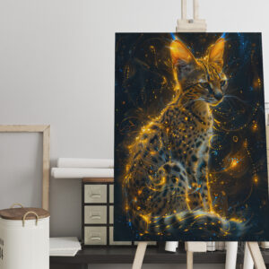 raxxa Canva: Yellowish Neon Serval Cosmic Glow