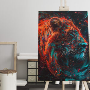 raxxa Canva: Reddish Turquoise Neon Lion Light