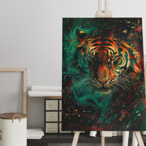 raxxa Canva: Cosmic Neon Green Tiger Light Trails