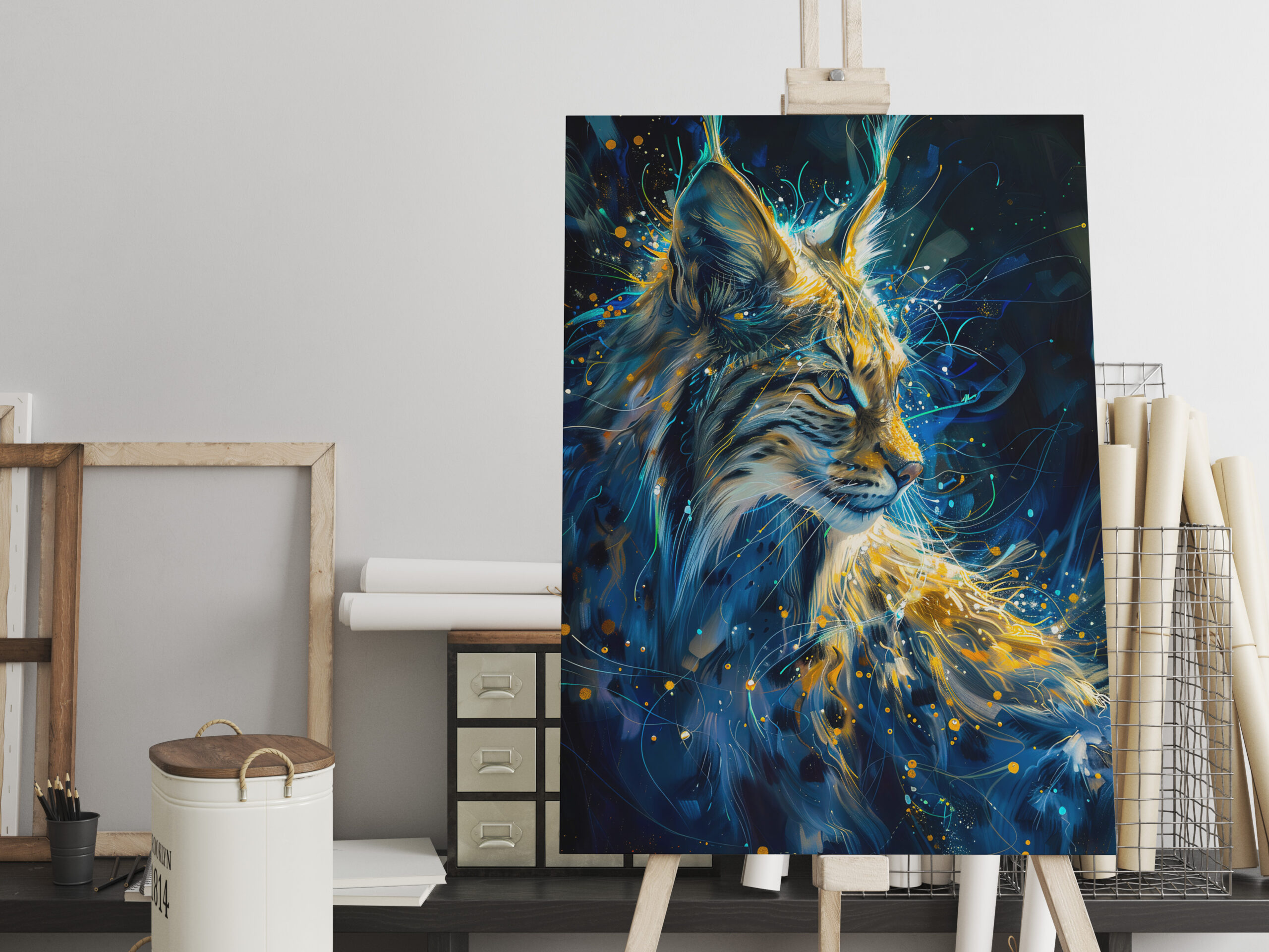 raxxa Canva: Blue Yellowish Neon Lynx Light Trails