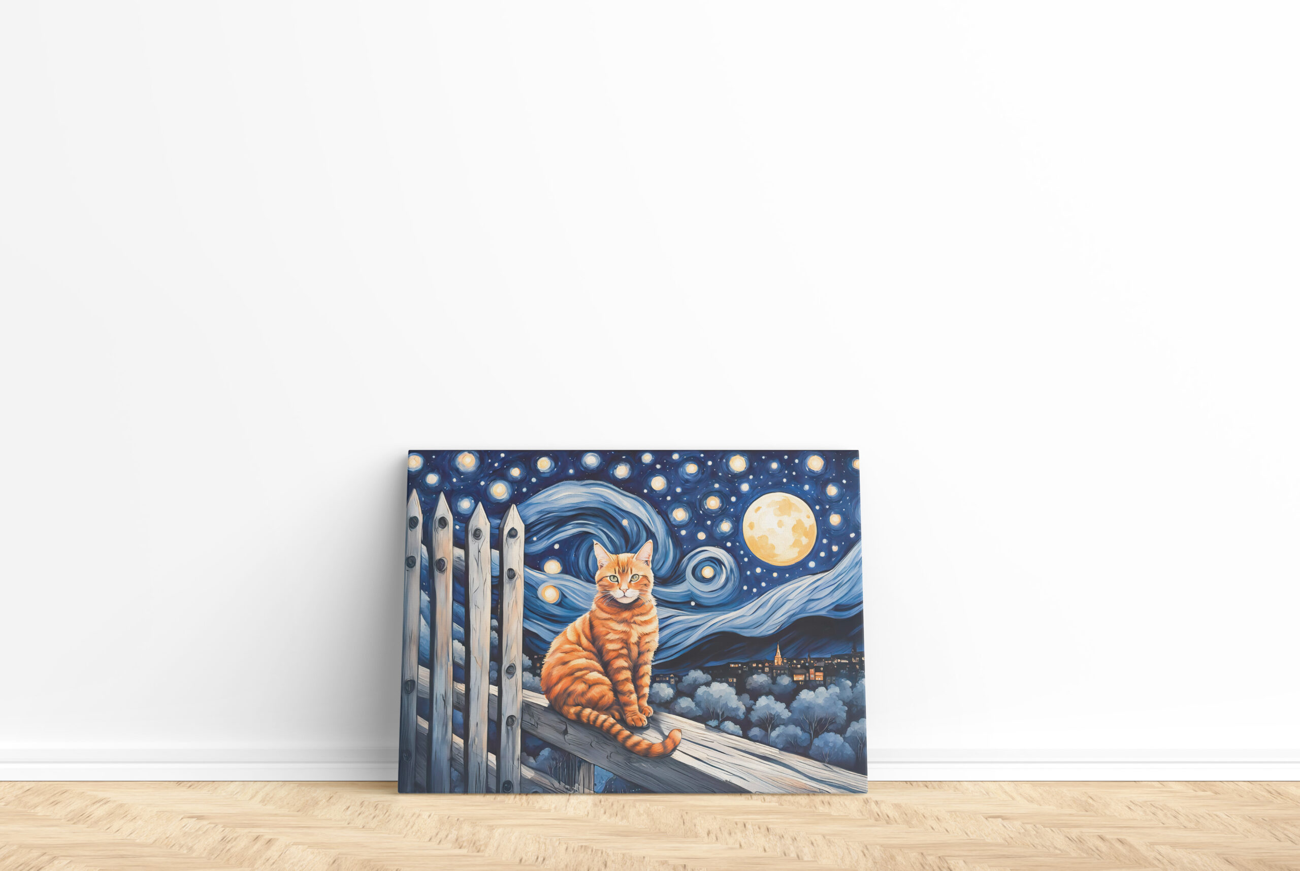 raxxa Canva: Cat Under Starry Night Watercolor - immagine 2