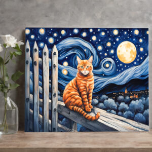 raxxa Canva: Cat Under Starry Night Watercolor