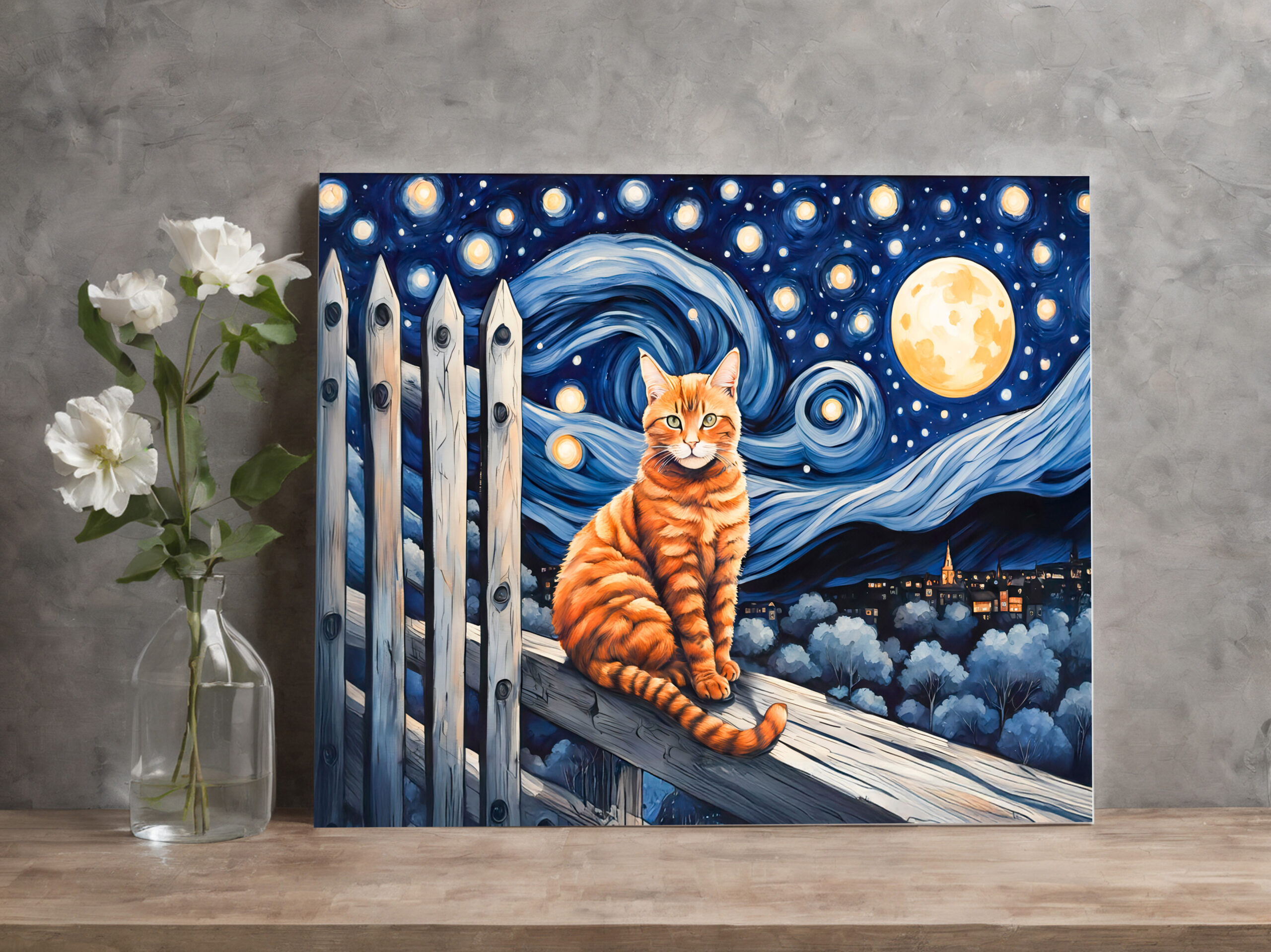 raxxa Canva: Cat Under Starry Night Watercolor