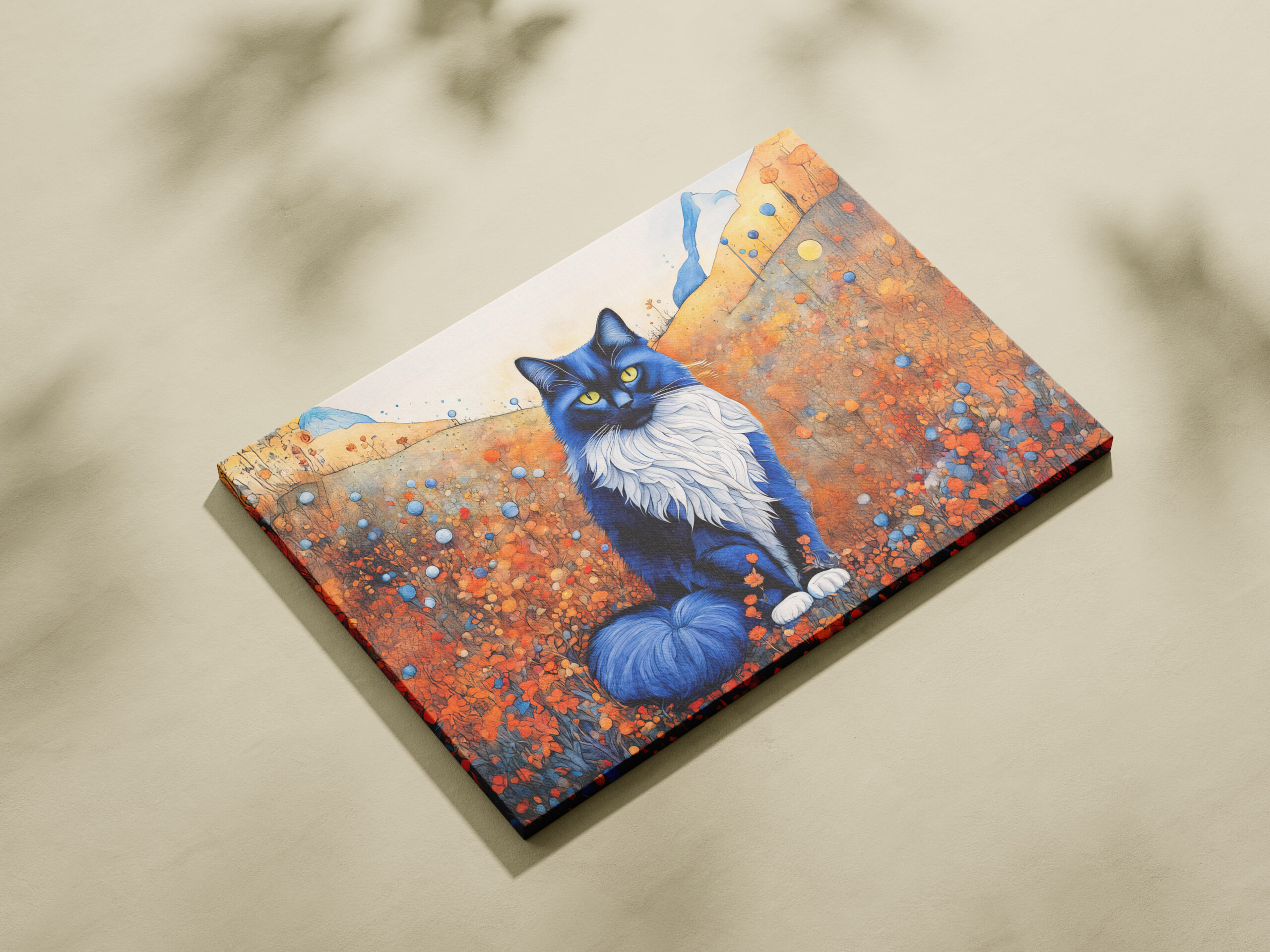 raxxa Canva: Watercolor Black Cat in Poppy Field - immagine 2